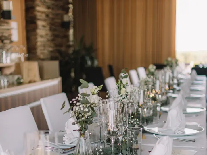 Wedding table with floral arrangements
